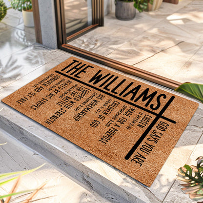 God Says You Are - Personalized Doormat - Faith Home Decor