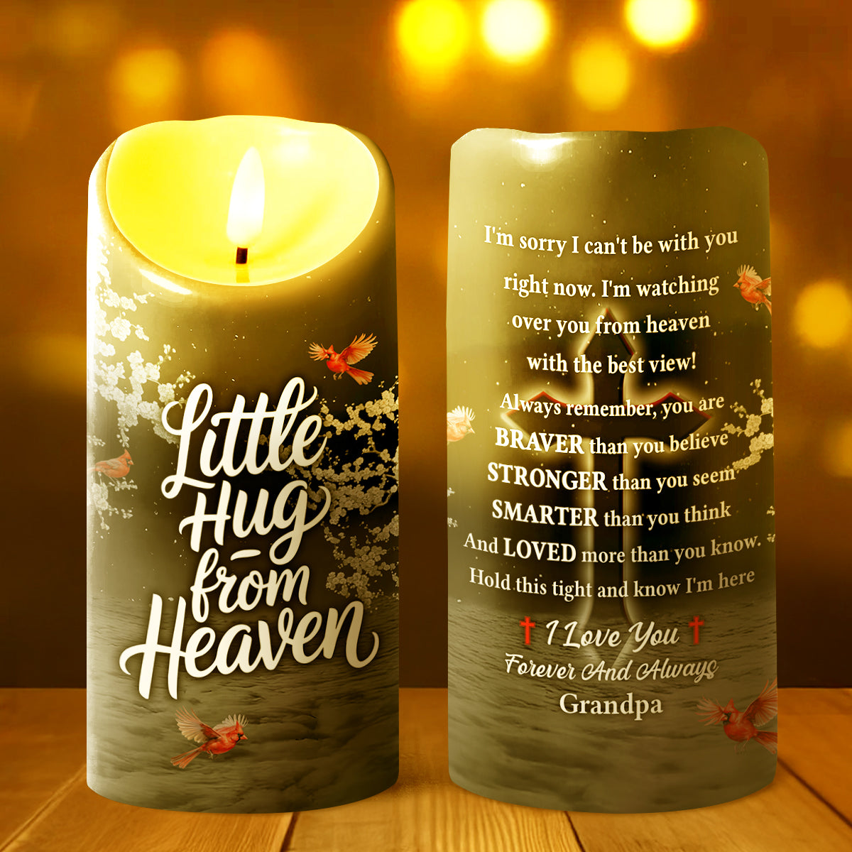 Little Hug From Heaven - Personalized Flameless LED Candle Memorial Keepsake