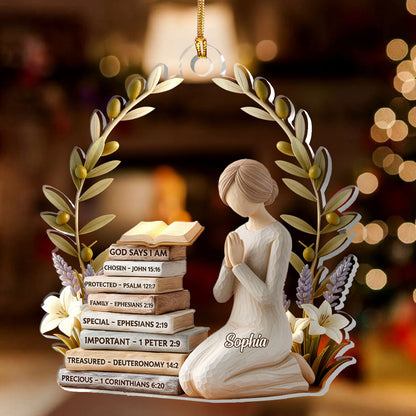 God Says I Am - Personalized Acrylic Ornament - Gift for Her GOJS10309