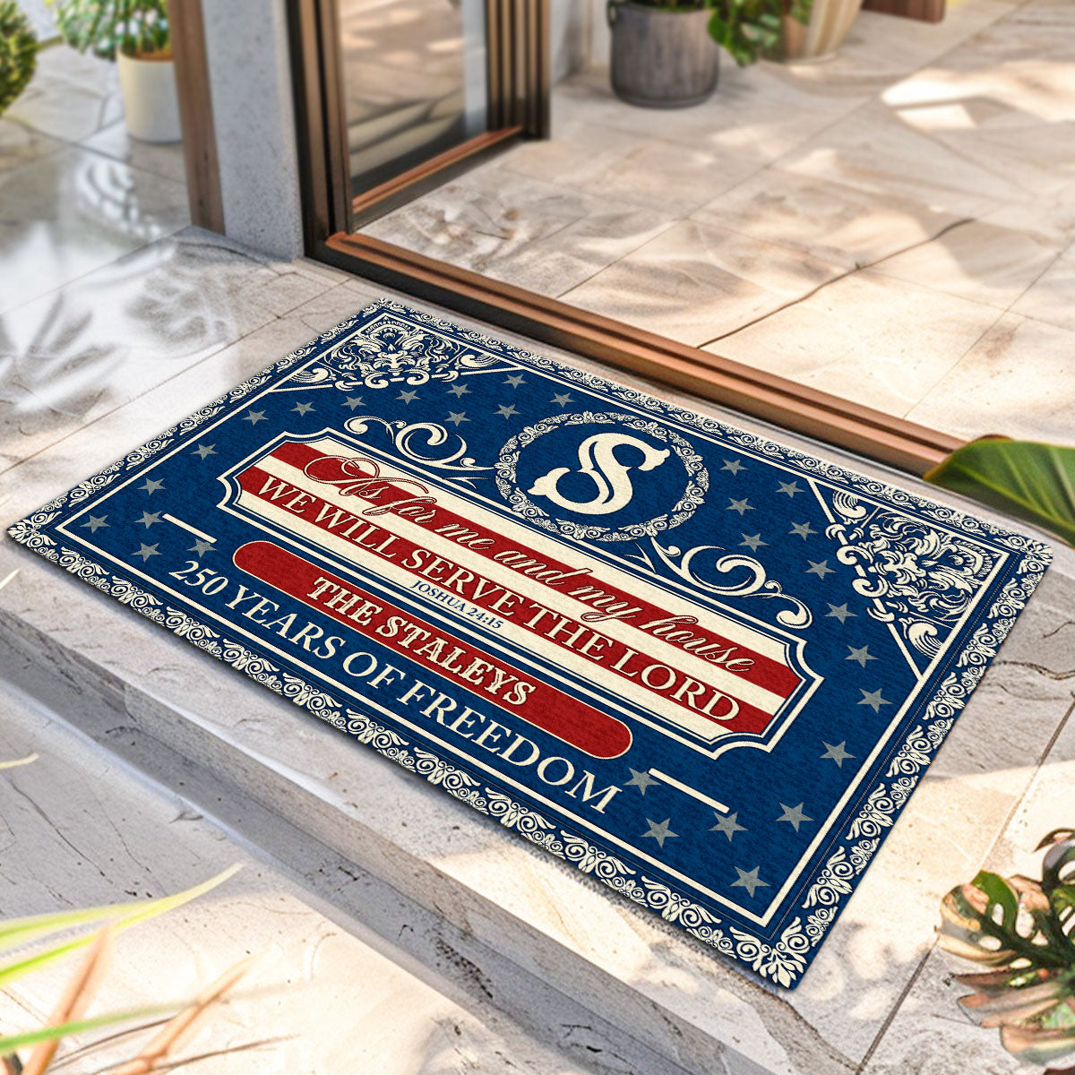 Serve The Lord - Personalized Doormat - Christian Faith GDMJS10012