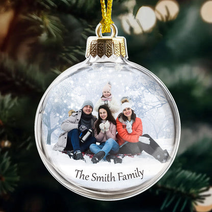 Family Photo - Christmas Ball Ornament - Personalized Acrylic Keepsake GOJS10252