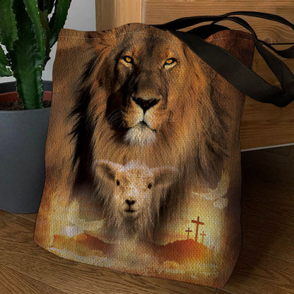 Lion and Lamb - Inspirational Christian Faith Tote Bag GTTJS10209