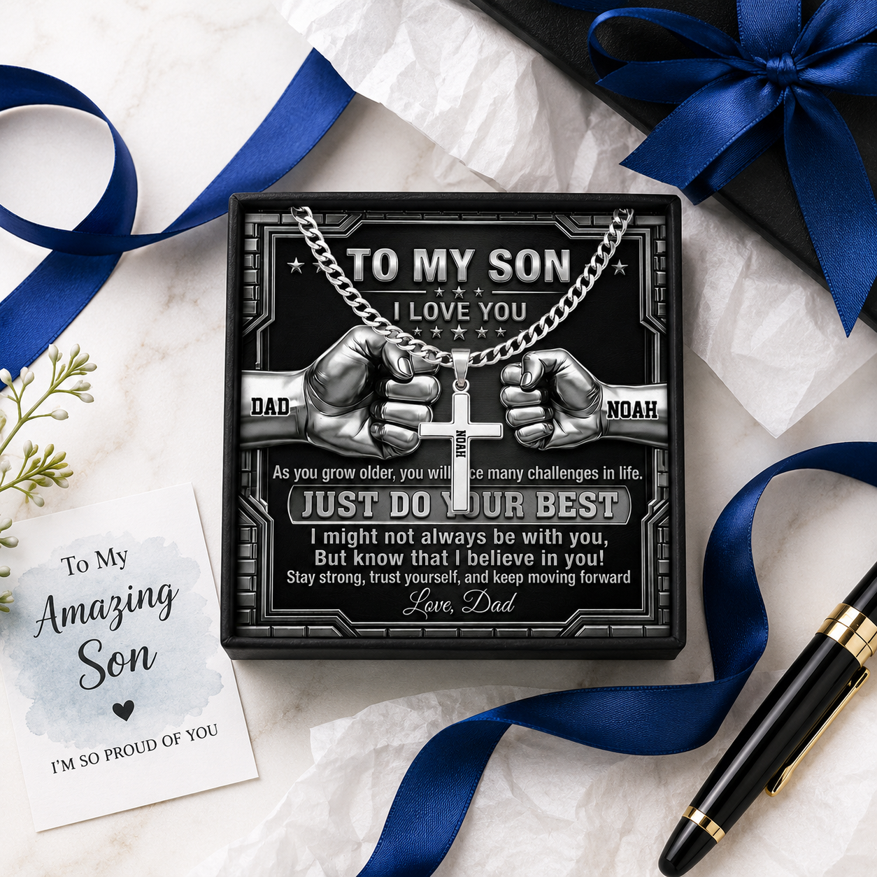 Just Do The Best - Personalized Cross Link Chain Jewelry GMJSCLC200008