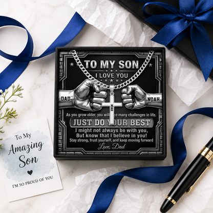 Just Do The Best - Personalized Cross Link Chain Jewelry GMJSCLC200008