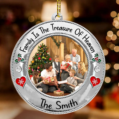 Family Is The Treasure Of Heaven - Personalized Acrylic Ornament GOJS10211