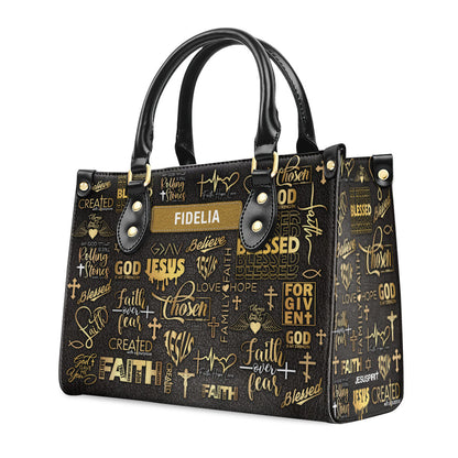 Faith Pray Jesus - Personalized Leather Handbag GMJSLB200086