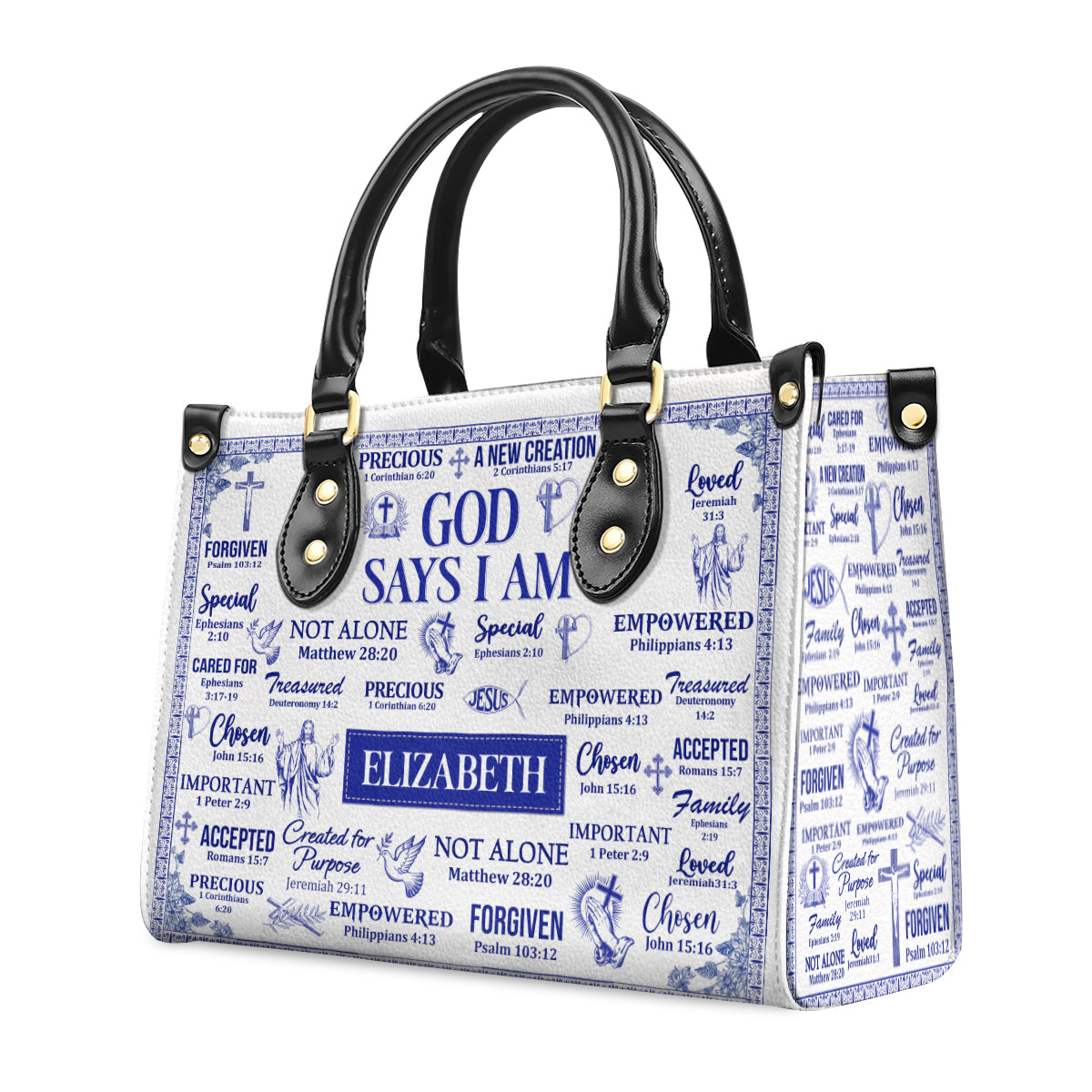 God Says I Am - Personalized Leather Handbag GMJSLB200084