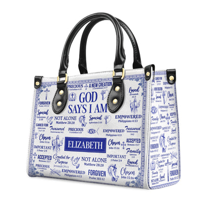 God Says I Am - Personalized Leather Handbag GMJSLB200084