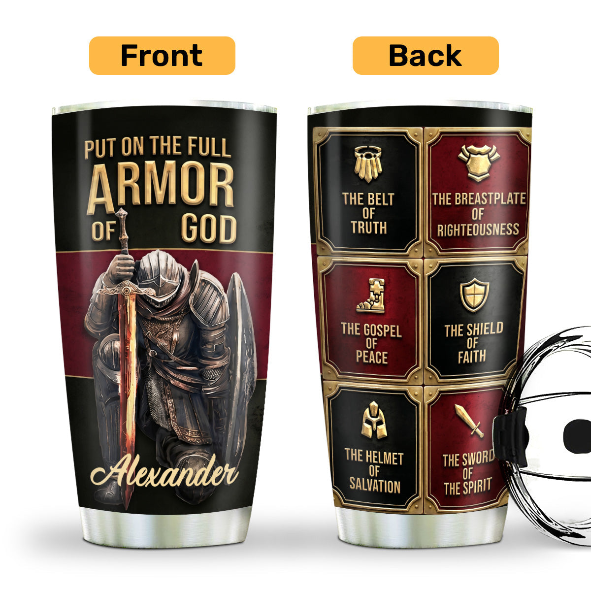 Put On The Full Armor Of God - Personalized Stainless Steel Tumbler