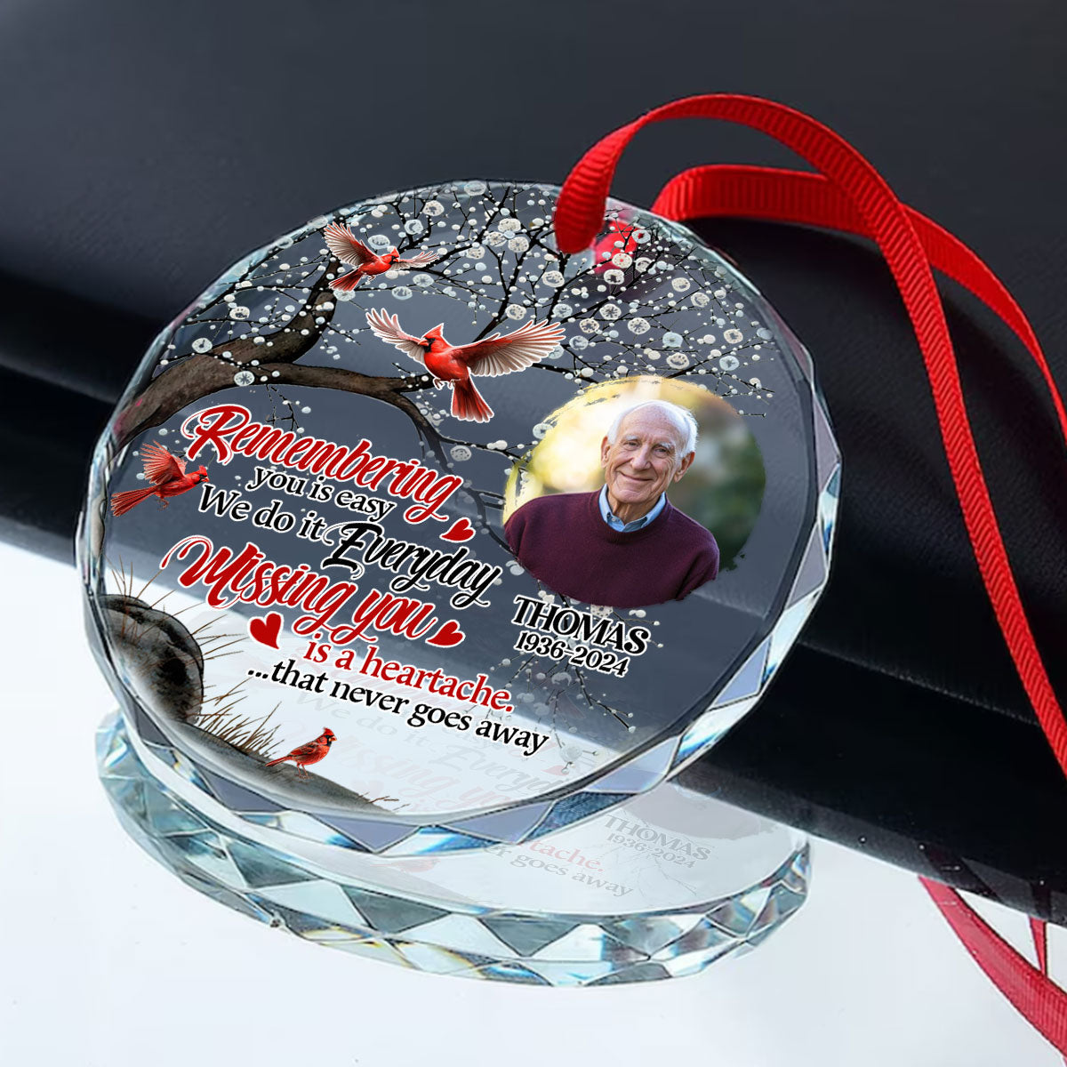 Missing You Is A Heartache - Personalized Glass Ornament GOJS10244