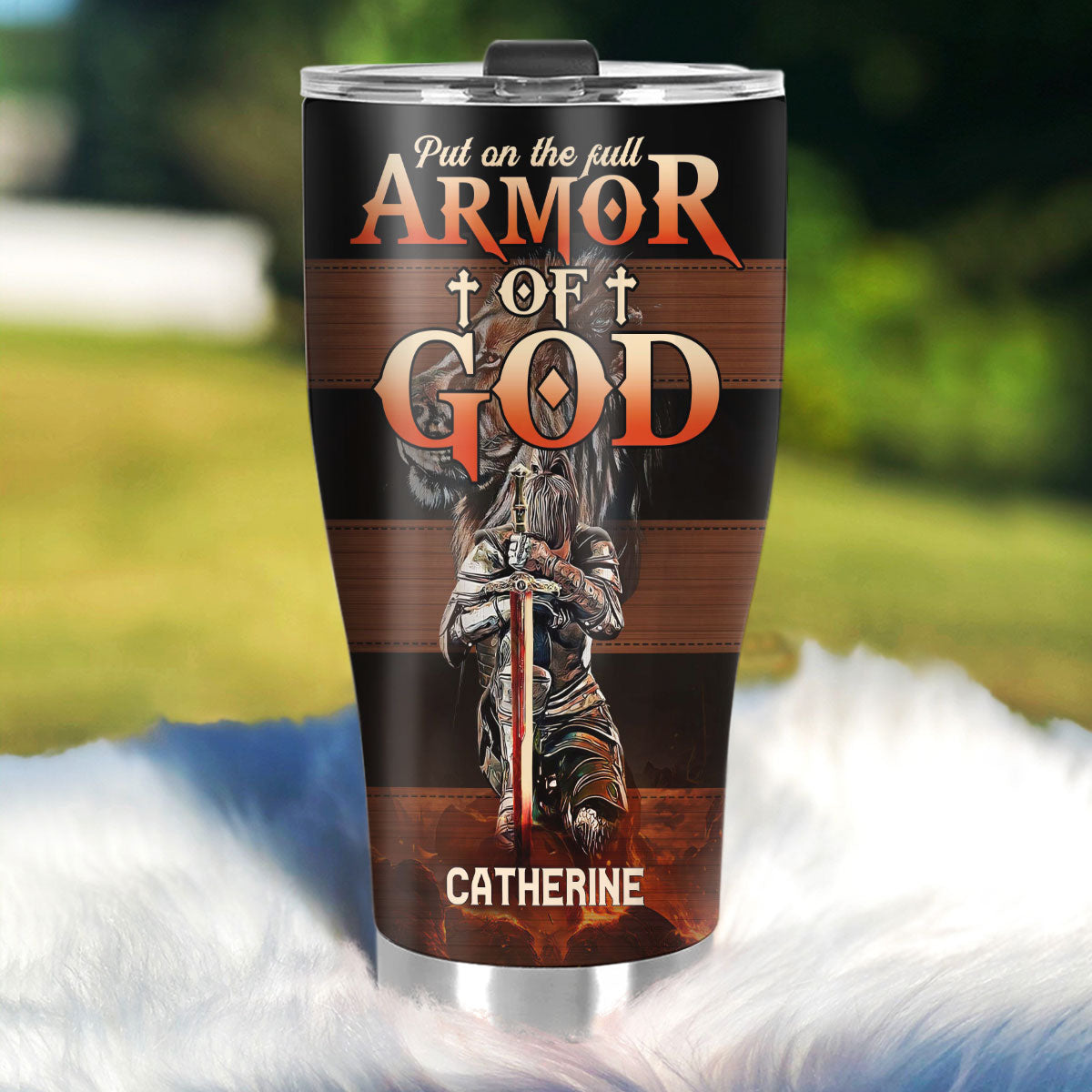 Put On The Full Armor Of God - Personalized Tumbler - Christian Inspirational