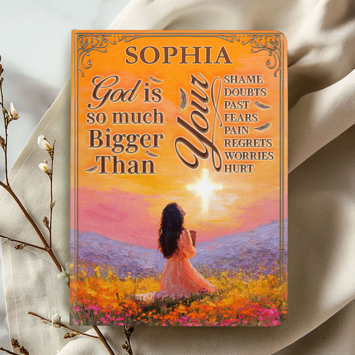 God Is So Much Bigger Than - Personalized Leather Notebook GMJSNB200025