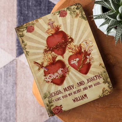 Hearts Of The Holy Family - Personalized Leather Cover Notebook GMJSNB200107