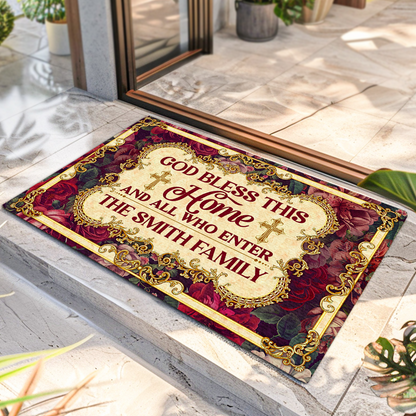 God Bless This Home - Personalized Doormat
