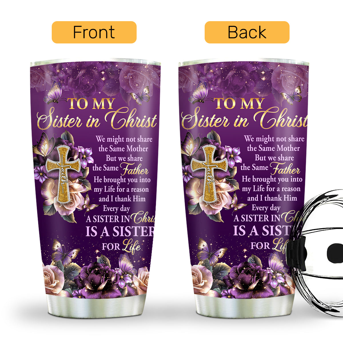 Faith-Inspired Sister Gift - Personalized Stainless Steel Tumbler