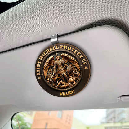 Saint Michael Protect Us - Personalized Car Visor Clip GOTPJS10326