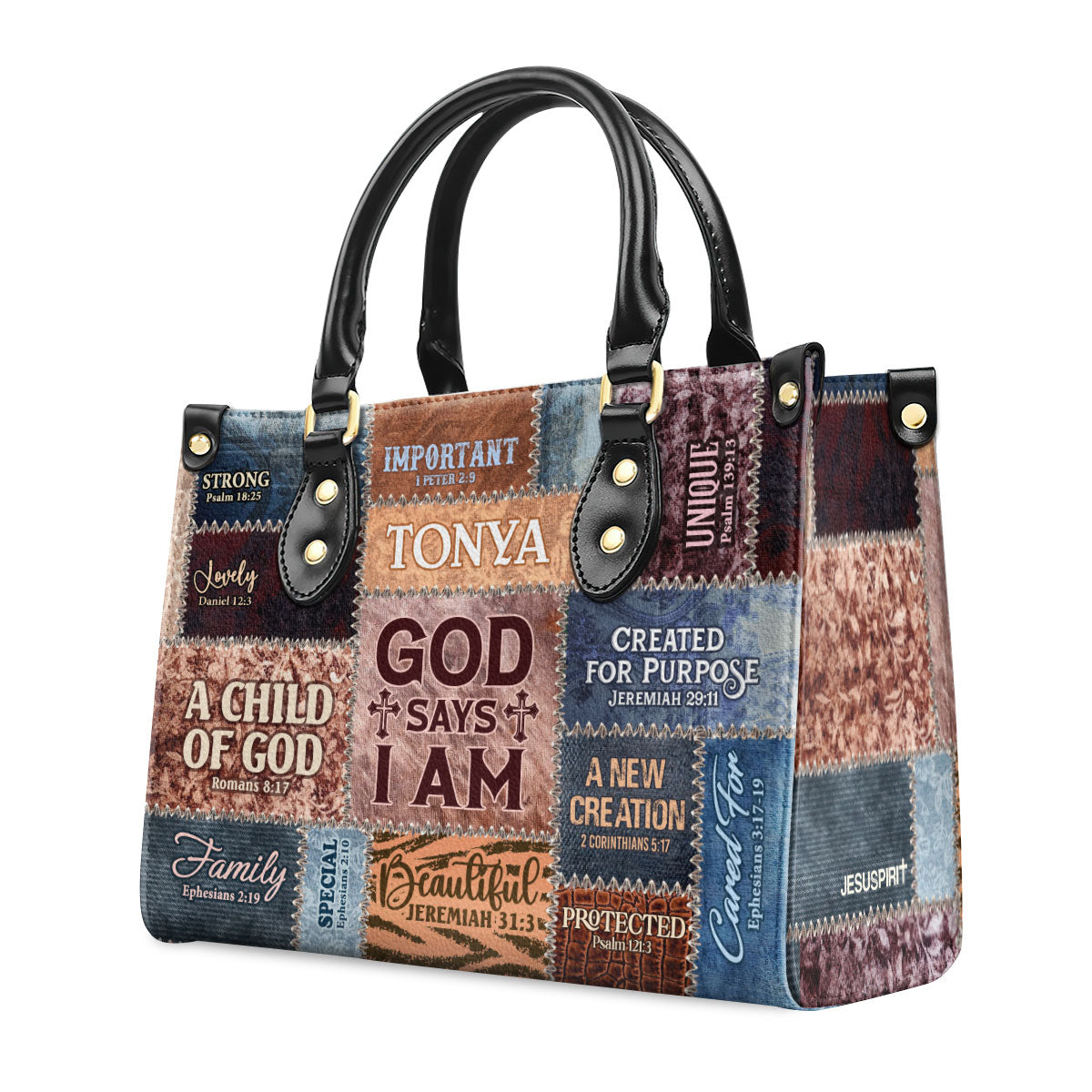 God Says I Am - Personalized Leather Handbag - Faith Inspirational Gift for Women GMJSLB200004