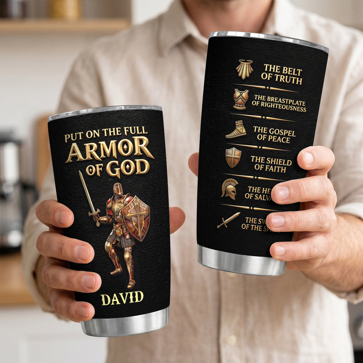 Put On The Full Armor Of God - Personalized Stainless Steel Tumbler