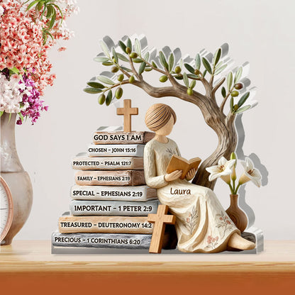 God Says I Am - Inspirational Faith Decor - Custom Acrylic Plaque GAPJS10173