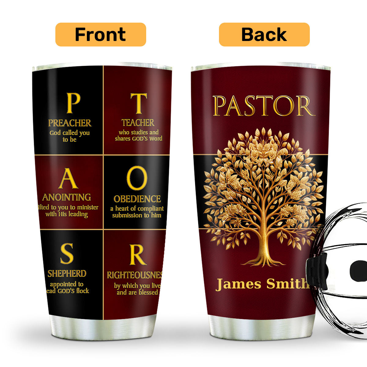 Thank You Pastor - Christian Faith Tumbler - Custom Name 20oz