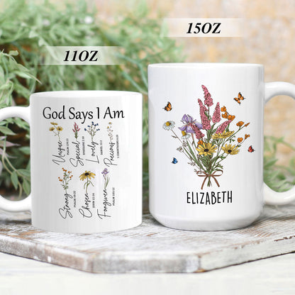 God Says I Am - Personalized White Ceramic Mug