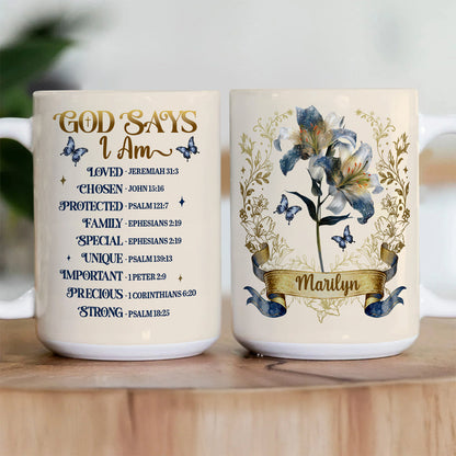 God Says I Am - Personalized Ceramic Coffee Mug
