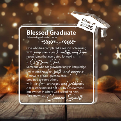 Faith-Inspired Graduation Keepsake - Personalized Acrylic Plaque GAPJS10096