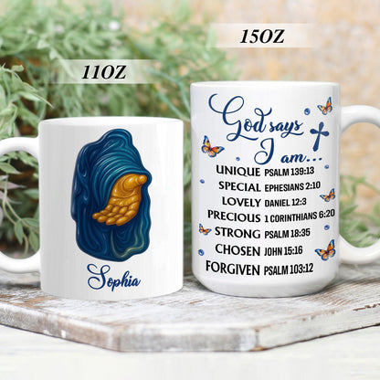 God Says I Am - Personalized Ceramic Coffee Mug