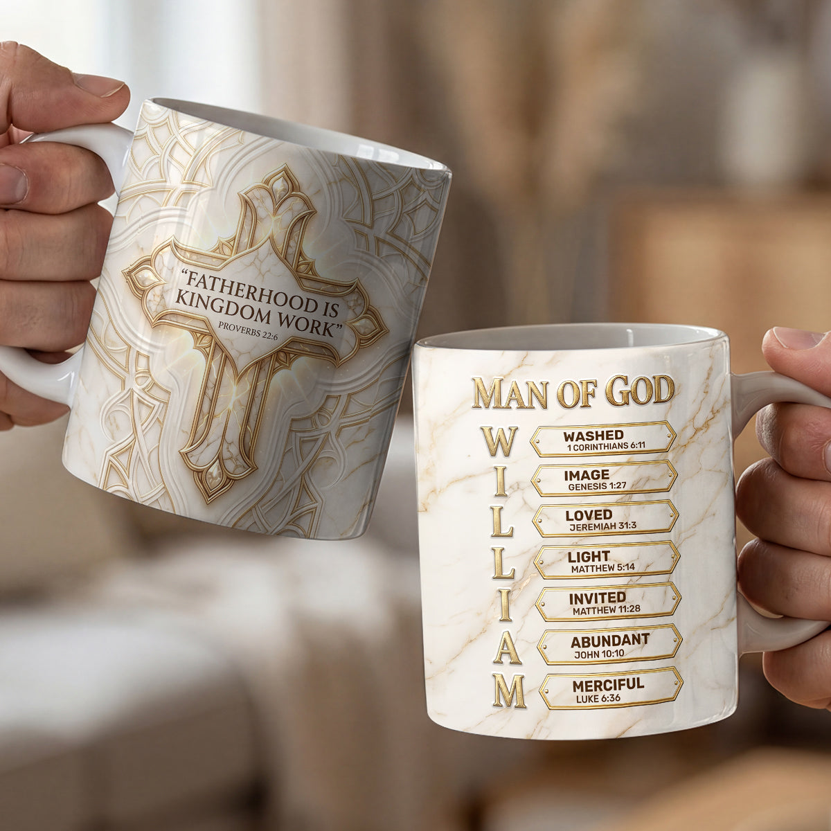 Fatherhood Is Kingdom Work - Personalized Ceramic Coffee Mug