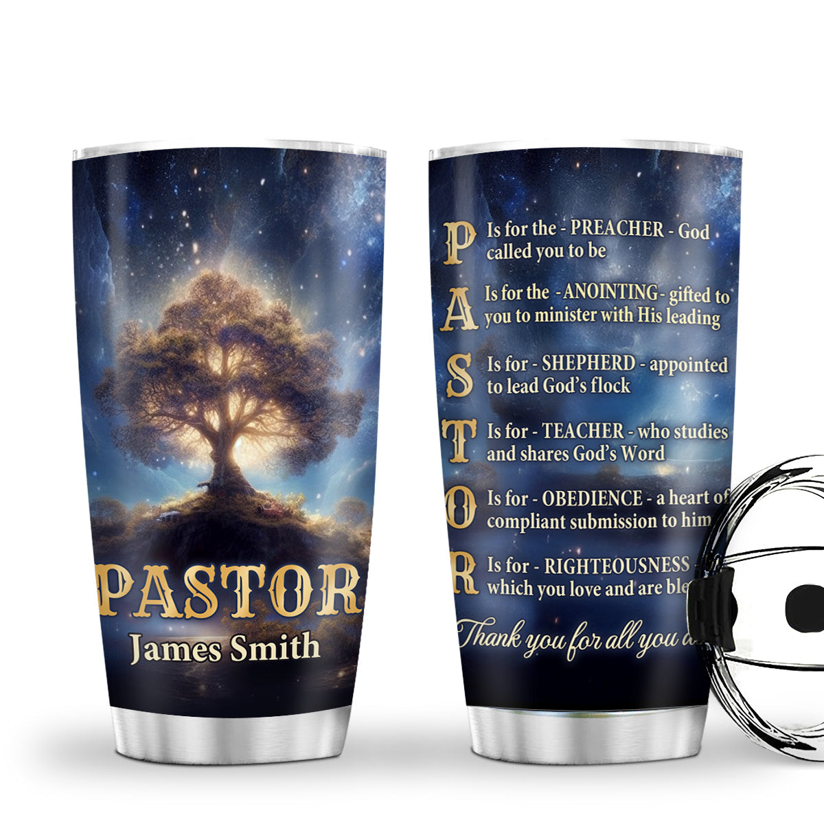 Faith-Inspired Gift for Pastor - Personalized Stainless Steel Tumbler