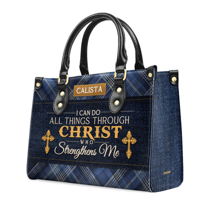 I Can Do All Things Christian - Personalized Leather Handbag GMJSLB200103