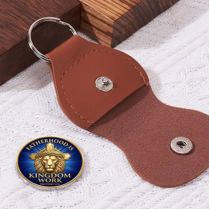 Fatherhood Is Kingdom Work - Personalized Pocket Hug Keychain