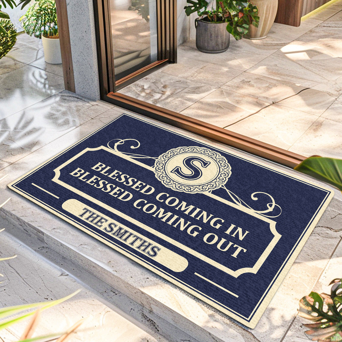 Blessed Coming In Doormat - Personalized Home Decor