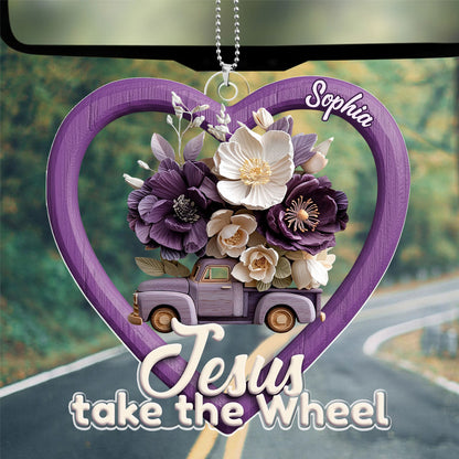 Jesus Take The Wheel - Personalized Car Acrylic Hanging Ornament GOJS10344