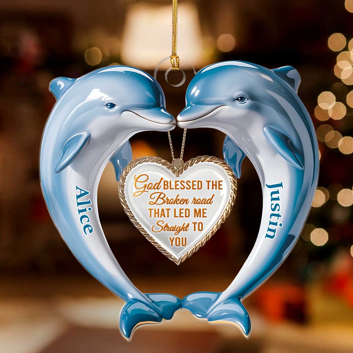 God Blessed The Broken Road - Acrylic Ornament - Personalized Gift for Couple GOJS10085