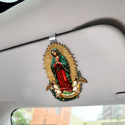 Our Lady Of Guadalupe - Personalized Car Visor Clip - Catholic Faith Accessory