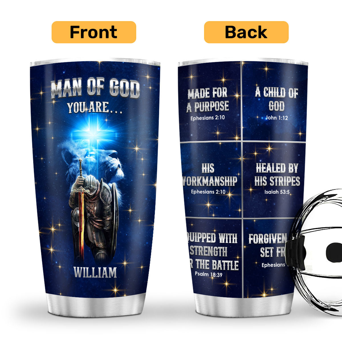 Faith-Inspired Man of God - Personalized Stainless Steel Tumbler