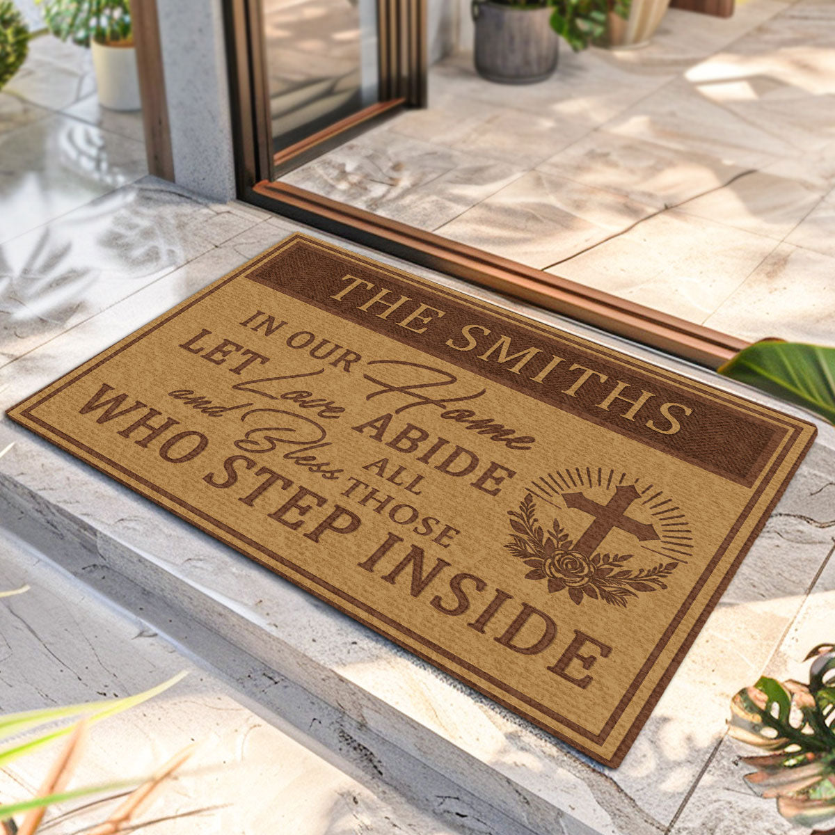 Bless All Who Enter - Personalized Doormat GDMJS10092