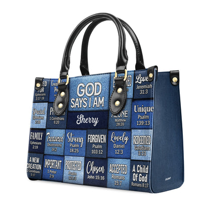 God Says I Am - Personalized Leather Handbag - Christian Gift for Women GMJSLB200084