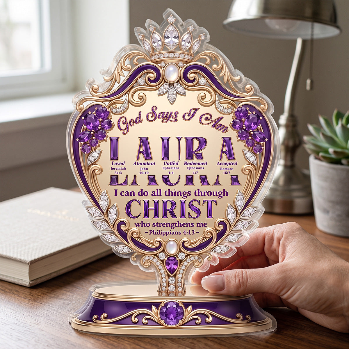 God Says I Am - Custom Shaped Acrylic Plaque - Christian Faith Decor GAPJS10014
