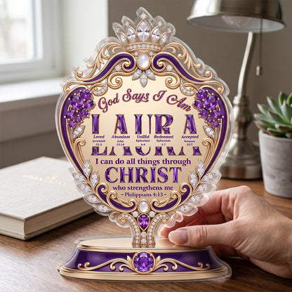 God Says I Am - Custom Shaped Acrylic Plaque - Christian Faith Decor GAPJS10014