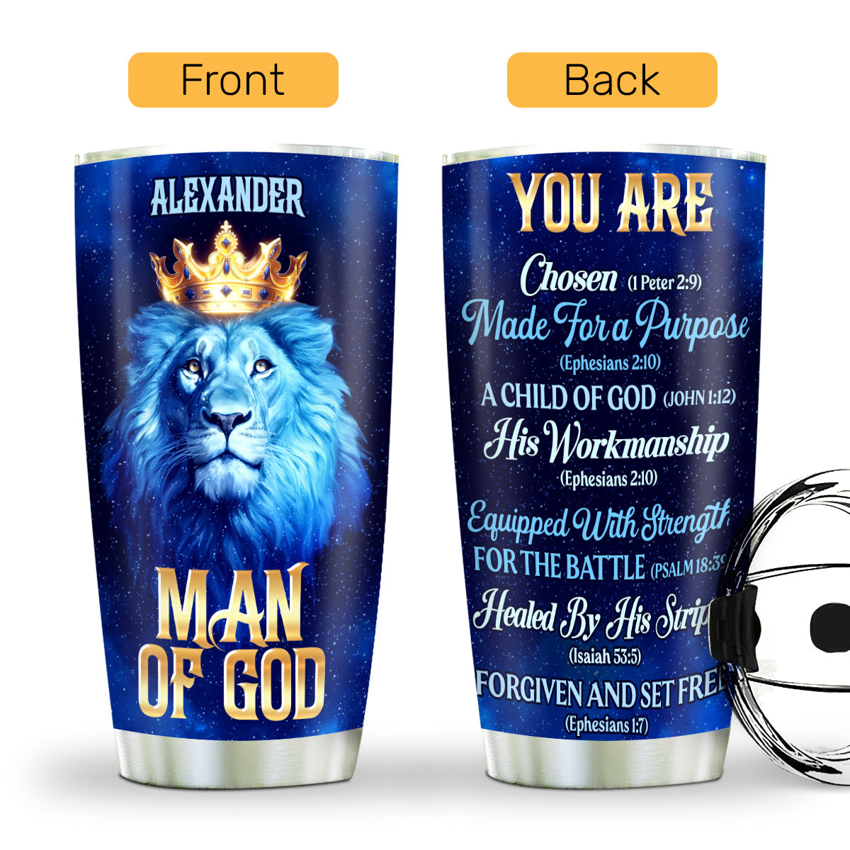 Faith-Inspired Man Of God - Personalized Stainless Steel Tumbler
