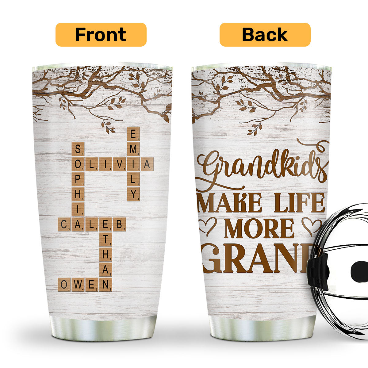 Grandchildren Make Life More Grand - Personalized Stainless Steel Tumbler