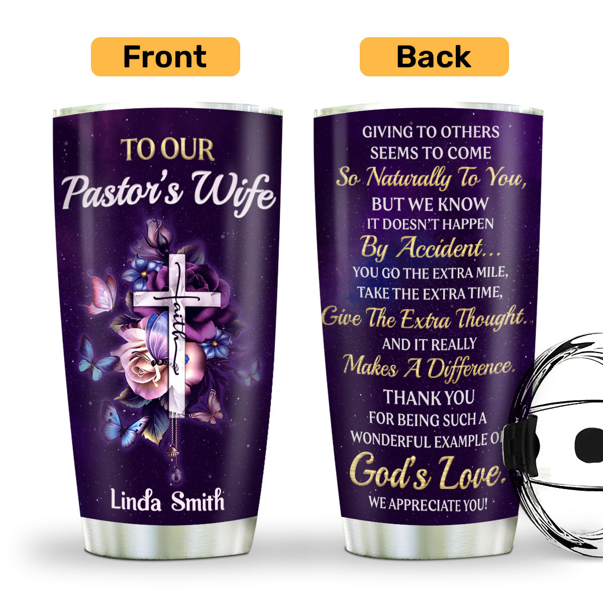 Faith-Inspired Stainless Steel Tumbler - Personalized Gift for Pastor's Wife