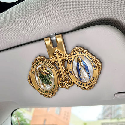 St. Christopher & Mary Protection - Car Visor Clip