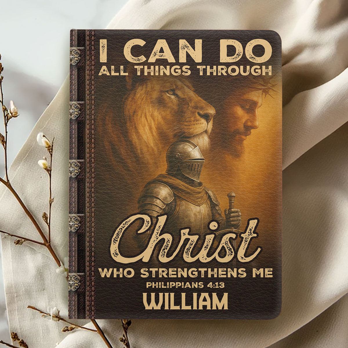 I Can Do All Things Through Christ - Personalized Leather Notebook GMJSNB200064