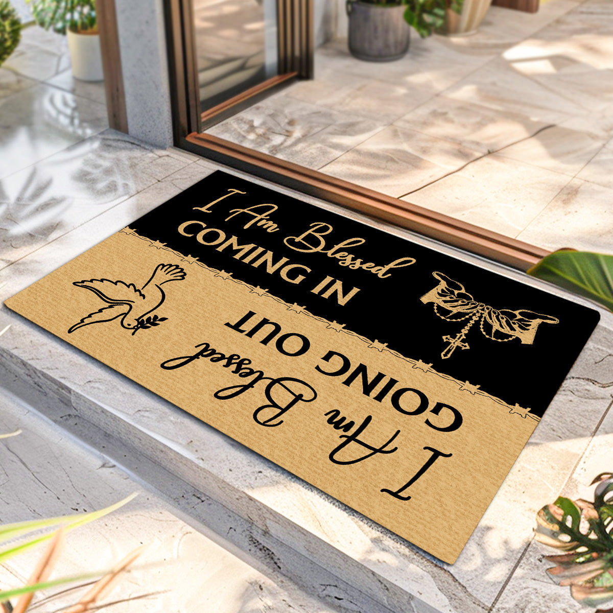 I Am Blessed Coming In - Inspirational Doormat - Christian Home Decor GDMJS10088