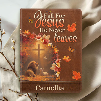 Fall For Jesus - Personalized Leather Cover Notebook GMJSNB200052