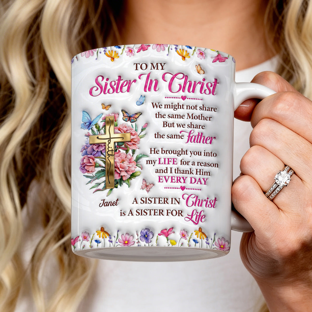 Romans 12:12 Faith Gift for Sister - Personalized Coffee Mug