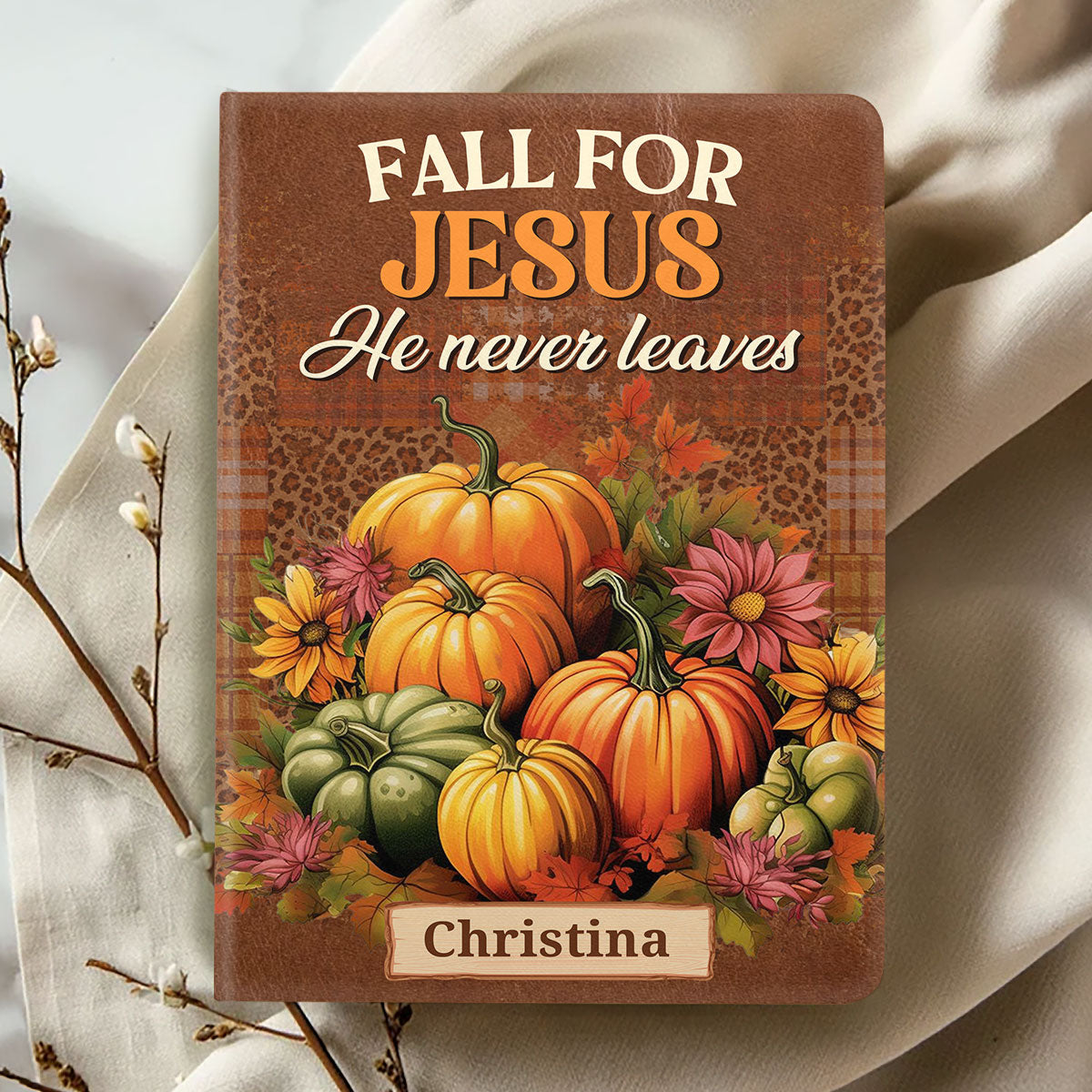 Fall For Jesus - Personalized Leather Cover Notebook GMJSNB200051